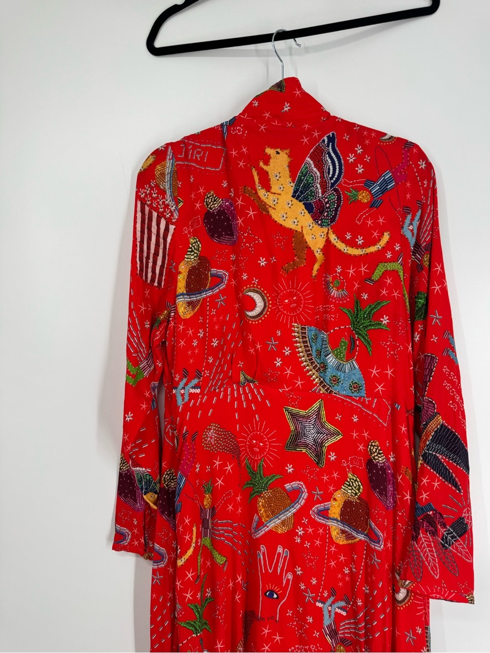 FARM Rio Red Surrealist Graphic Maxi Dress Size L - Picture 9 of 12